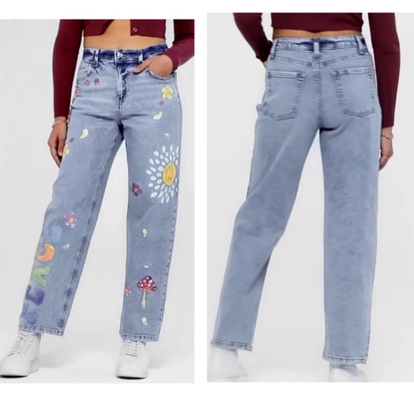 wild fable Denim - Wild fable highrise painted denim Dad jeans